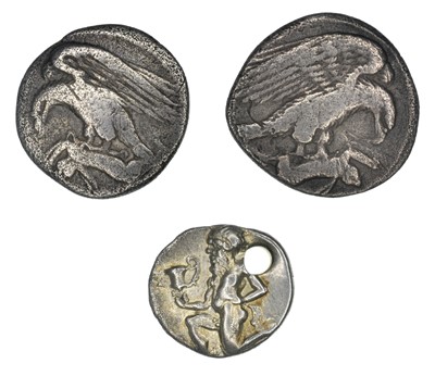 Lot 17 - Sicily, Two Akragas AR Hemidrachm and Thasos AR Trihemiobol