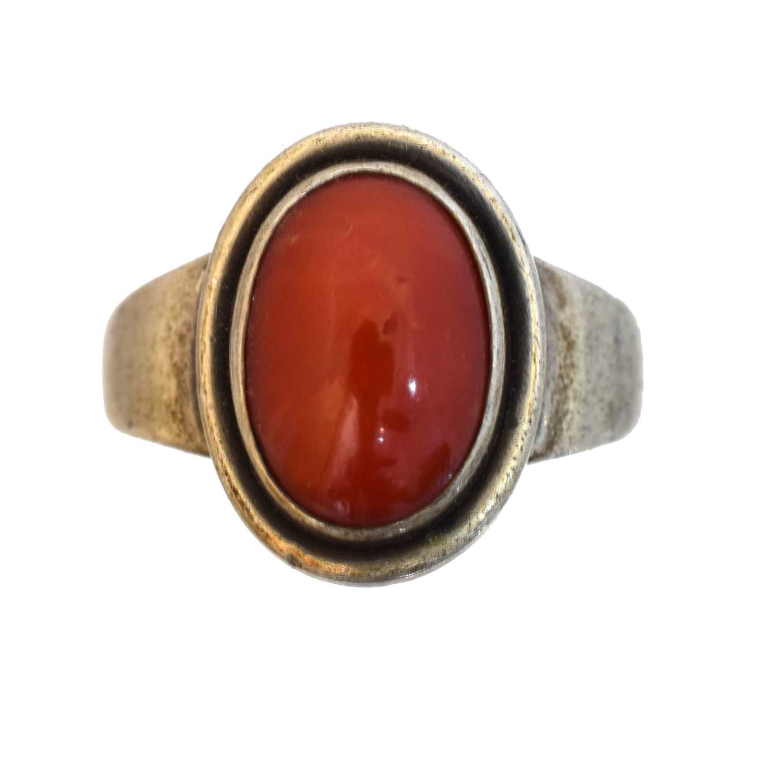 Lot 111 - A coral dress ring by Georg Jensen, no. 46B.