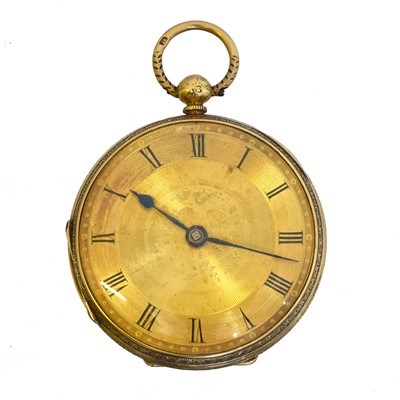 Lot 250 - An 18ct gold open face pocket watch.