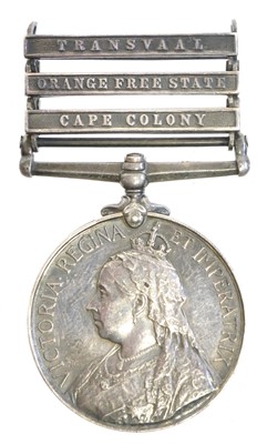 Lot 280 - Queens South Africa medal with three clasps,...