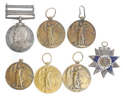 Lot 281 - Queens South Africa medal with two clasps,...