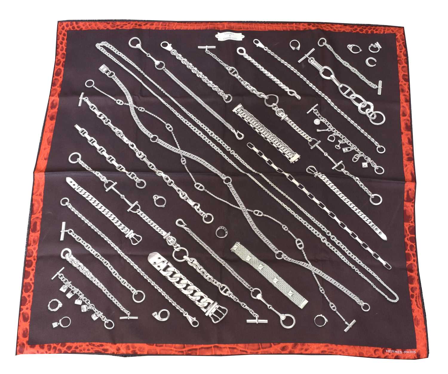 Lot 173 - A Hermès 'Chaines & Gourmettes' silk scarf