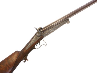 Lot 87 - Belgian 16 bore side by side pinfire shotgun,...