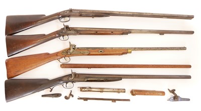Lot 490 - Four percussion shotguns for restoration, one...