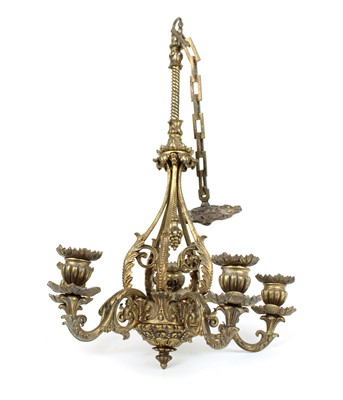 Lot 307 - Victorian Rococo Style Cast Bronze Five Branch Chandelier