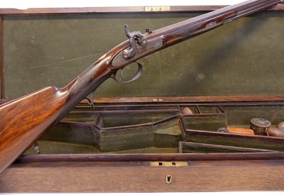 Lot 69 - Cased 44 bore (.451) percussion park rifle by...