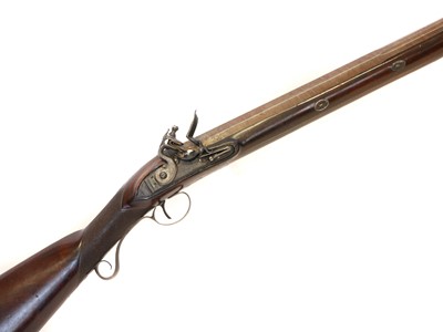 Lot 77 - Flintlock 8 bore single barrel shotgun, 37inch...
