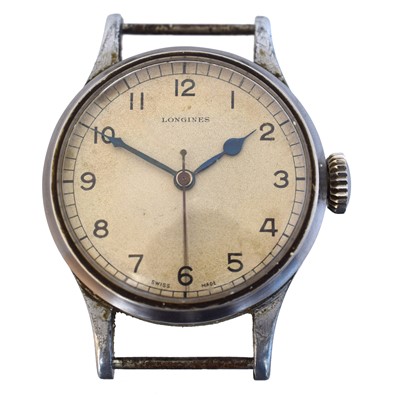 Lot 188 - A WWII Longines Air Ministry pilot's manual wind military wristwatch.