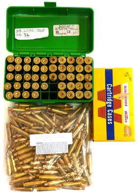 Lot 579 - Group of unusual calibre brass, to include 23...