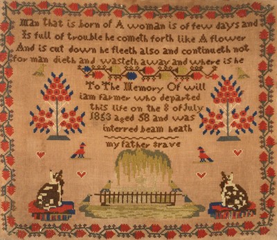 Lot 225 - Victorian In Memoriam Sampler of Nantwich Interest
