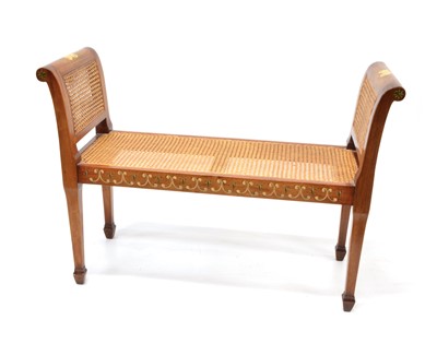 Lot 341 - Late 20th Century Sheraton Revival Mahogany Polychrome Painted Window Seat