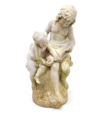Lot 454 - Reconstituted Garden Statue of Two Cherubs