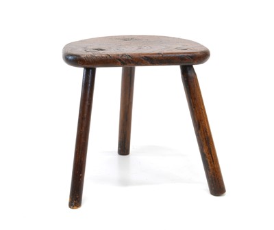 Lot 366 - Early 19th Century Vernacular Elm and Oak Milking Stool