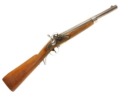 Lot 67 - Percussion 18mm carbine, converted from...