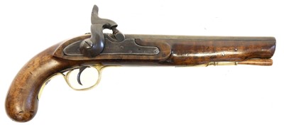 Lot 15 - Percussion pistol, 9inch barrel, the lock with...