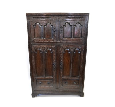 Lot 121 - An 18th Century and Later Oak Livery Cupboard