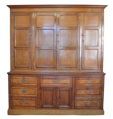 Lot 340 - George III Oak and Mahogany Cross-Banded Housekeepers Cupboard