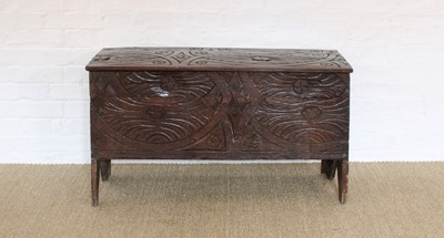 Lot 122 - An 18th Century and Later Carved Oak Coffer