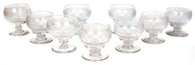 Lot 185 - Harlequin Set of Nine 19th Century Clear Glass Rummers
