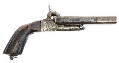 Lot 2 - Belgian 60 bore double barrel pinfire pistol,...