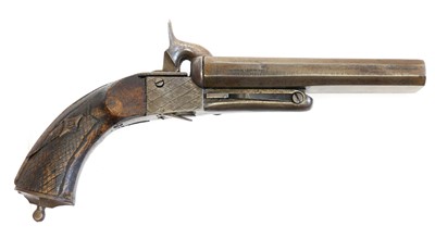 Lot 3 - Belgian 26 bore double barrel pinfire pistol,...