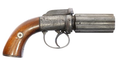 Lot 20 - Percussion pepperbox 100 bore revolver,...
