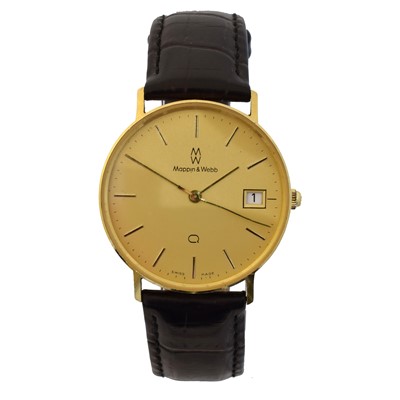 Lot 194 - A 9ct gold Mappin & Webb quartz wristwatch.