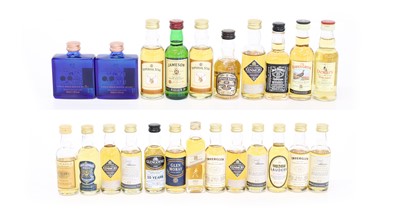 Lot 67 - A Mixed Lot Collection of 23 Miniature bottles Fine Scotch, Irish and Bourbon Whiskies