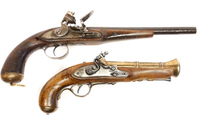 Lot 12 - Composed flintlock pistol, and a replica...
