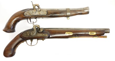 Lot 13 - Two composed percussion pistols, with antique...