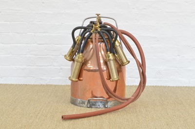 Lot 229 - Alfa-Laval copper and brass milking bucket