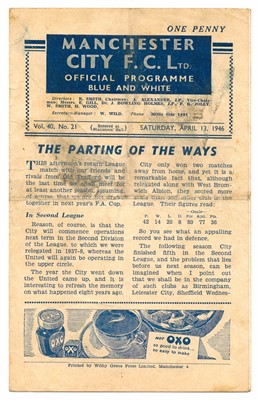 Lot 259 - Manchester City Twelve home programmes 1946 and 1947