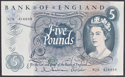 Lot 77 - A Series "C" Portrait Issue (February 1963), Five Pounds banknote.