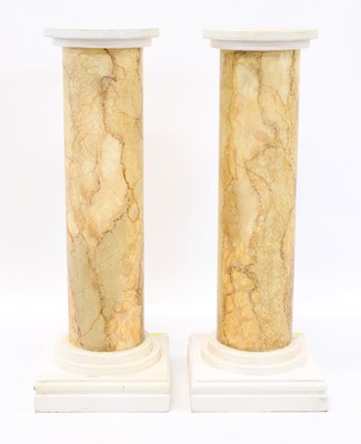 Lot 297 - Pair of Modern Sienna Marble-Effect Pedestal Columns