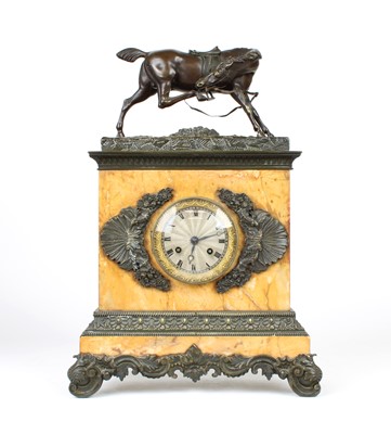 Lot 288 - A 19th Century French Siena Marble and Bronze Mounted Mantel Clock