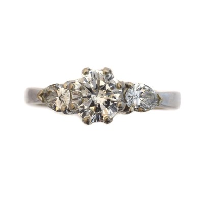 Lot 146 - An 18ct gold diamond three stone ring.