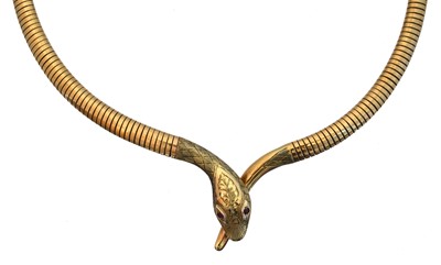 Lot 82 - A 9ct gold snake necklace by Cropp & Farr.
