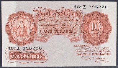 Lot 79 - A Bank of England, Ten Shillings, Series "A" Britannia Issue banknote (March 1950).