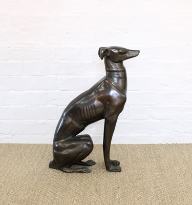 Lot 387 - A Bronzed Spelter Figure of a Greyhound