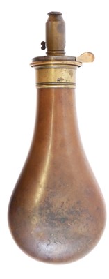 Lot 466 - Copper and brass powder flask by M. Marsh of...