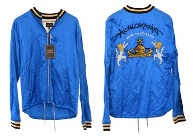 Lot 64 - A Vivienne Westwood Anglomania blue silk bomber jacket