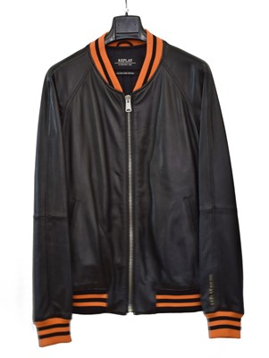 Lot 56 - A Replay leather bomber jacket