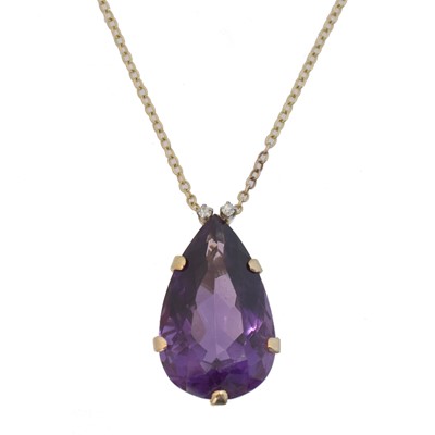 Lot 66 - An amethyst and diamond pendant.