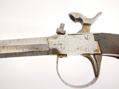 Lot 14 - Two percussion pistols, the first, an 18 bore...