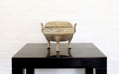 Lot 29 - A Chinese Han Dynasty Earthenware Ding or Tripod Cauldron