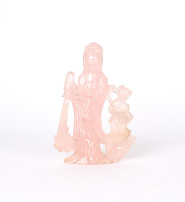 Lot 39 - A Chinese Rose Quartz Figure Group