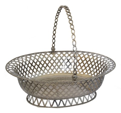 Lot 133 - A George V silver swing handled basket