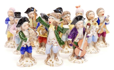 Lot 70 - Sitzendorf twelve piece monkey band