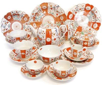 Lot 54 - Worcester Scarlet Japan assembled teaset