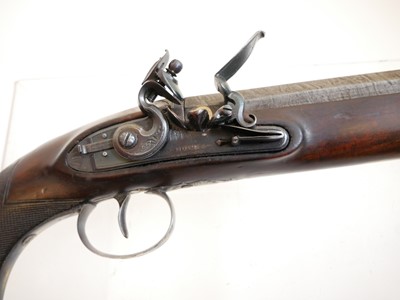 Lot 2 - Flintlock .650 officers pistol, converted from...